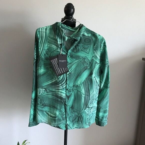 Pedro del Hierro 100% silk button up high neck - Picture 3 of 4